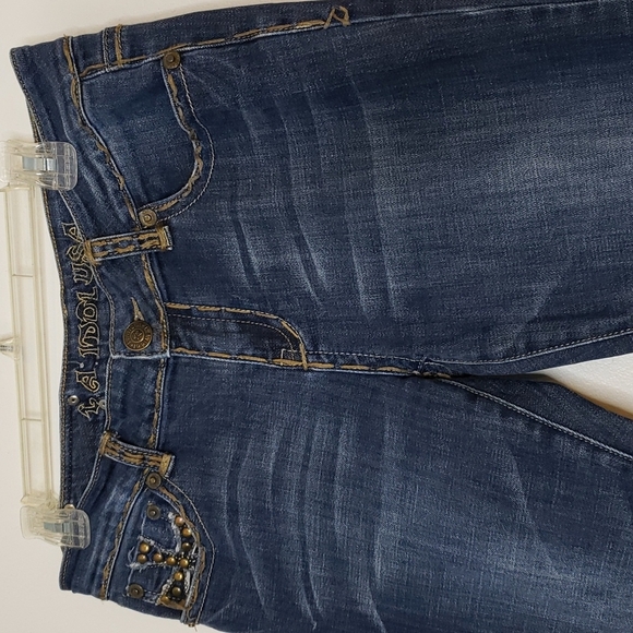 LA IDOL USA Y2K Jeans Studded Bootcut Overstitched Vintage Excellent Summer - Picture 6 of 16